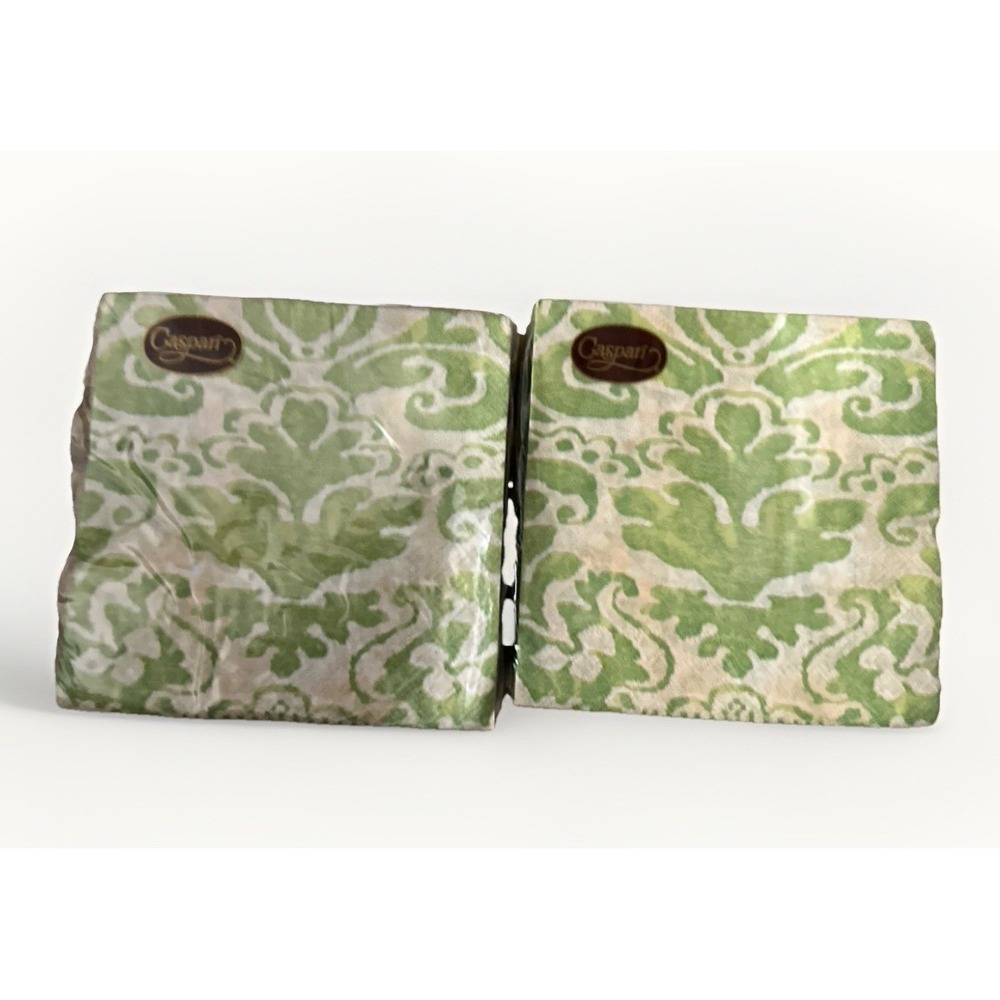Lot Of 2 Caspari Palazzo Moss Green 3 Ply Napkins 20 Ct (40 Total)